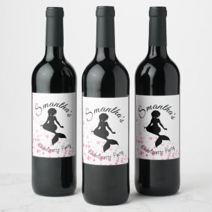 Étiquette Pour Bouteilles De Vin Mermaid bachelorette coeurs de fête vin étiquette