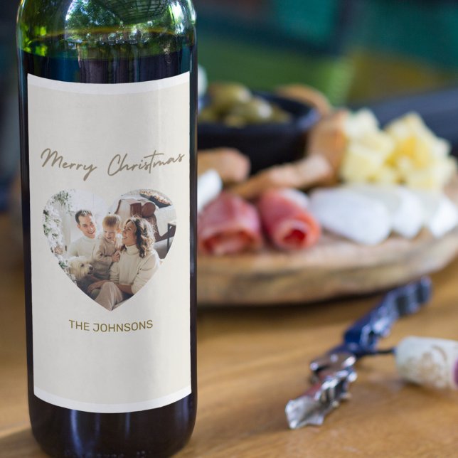 Étiquette Pour Bouteilles De Vin Merry Christmas Personalized Photo Wine Labels (Créateur téléchargé)