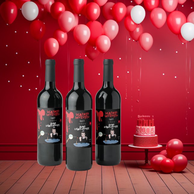 Étiquette Pour Bouteilles De Vin Meurtre mystère fête d'anniversaire drôle sombre r (Créateur téléchargé)