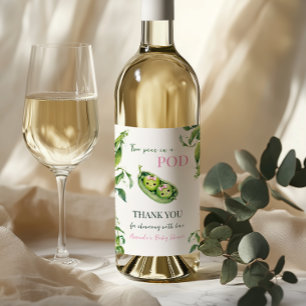 Étiquette Pour Bouteilles De Vin Mignons Deux Petits Pois dans une Fille Rose Jumea