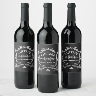 Étiquette Pour Bouteilles De Vin Millésime Vieilli à la Perfection Année de Naissan
