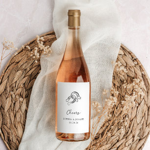 Étiquette Pour Bouteilles De Vin Mini-fer à cheval Mariage noir et blanc