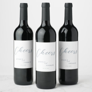 Étiquette Pour Bouteilles De Vin Minimaliste bleu et blanc bleu et blanc Mariage si