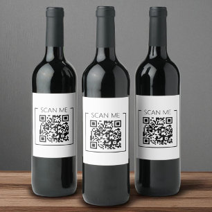Étiquette Pour Bouteilles De Vin Minimaliste Code QR Scannez-Moi Entreprise