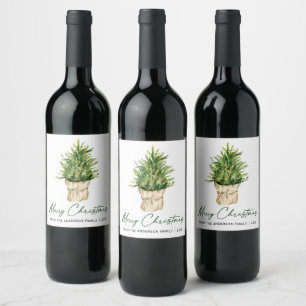 Étiquette Pour Bouteilles De Vin Minimaliste de l'arôme d'aquarelle de script d'enc