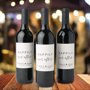 Étiquette Pour Bouteilles De Vin Minimaliste Moderne Heureux Pour Toujours Crème Ma