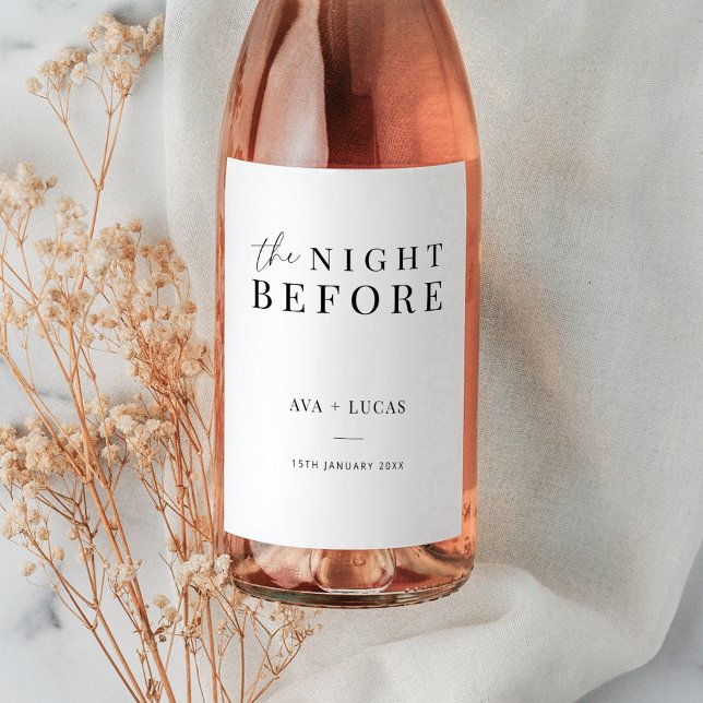 Étiquette Pour Bouteilles De Vin Minimisez La Nuit Avant Le Dîner De Répétition (Créateur téléchargé)