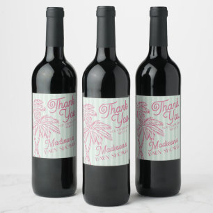 Étiquette Pour Bouteilles De Vin Mint Palm Spring Pastel Beach Baby shower Faveurs