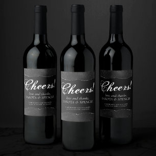 Étiquette Pour Bouteilles De Vin Minuit Onyx Romance Black Satiny Grunge Damask