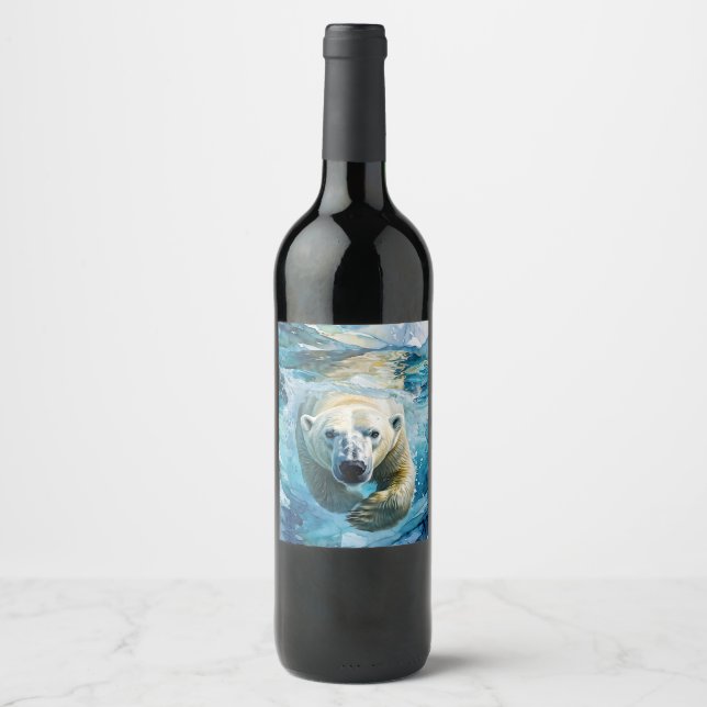Étiquette Pour Bouteilles De Vin Mirage arctique : Le Monarque de la natation (Devant)