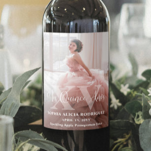 Étiquette Pour Bouteilles De Vin Mis XV Años Quinceañera Photo Moderne 15e annivers