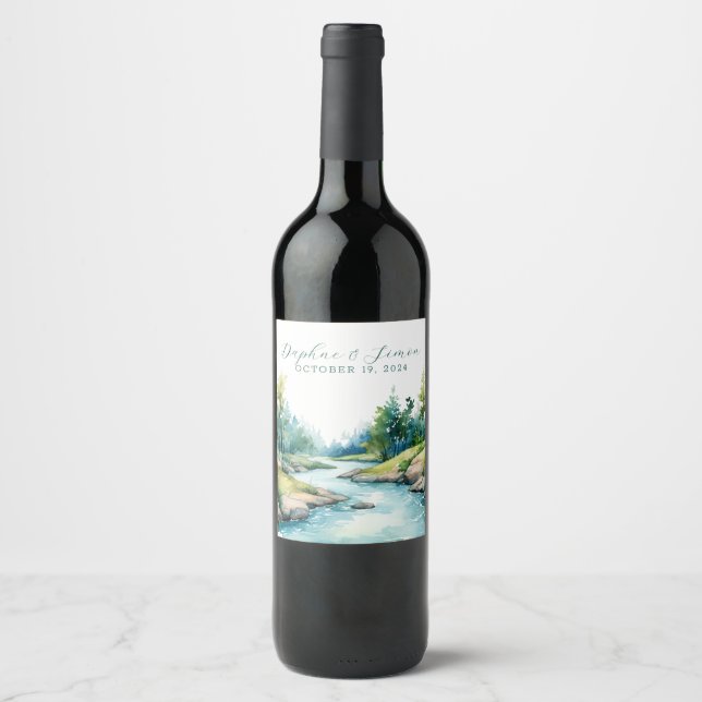 Étiquette Pour Bouteilles De Vin Misty Mountain Mariage (Devant)