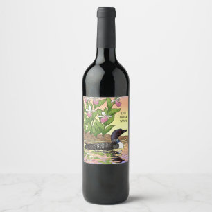 Étiquette Pour Bouteilles De Vin MN State Bird Flower Loon Lady Slipper