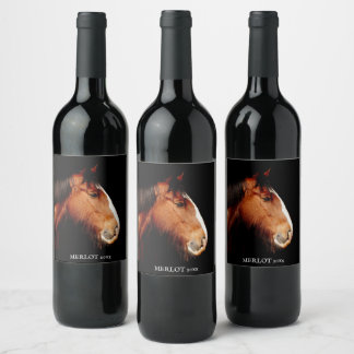 Étiquette Pour Bouteilles De Vin Mockup Elegant Cheval Rouille Étiquette de vin per