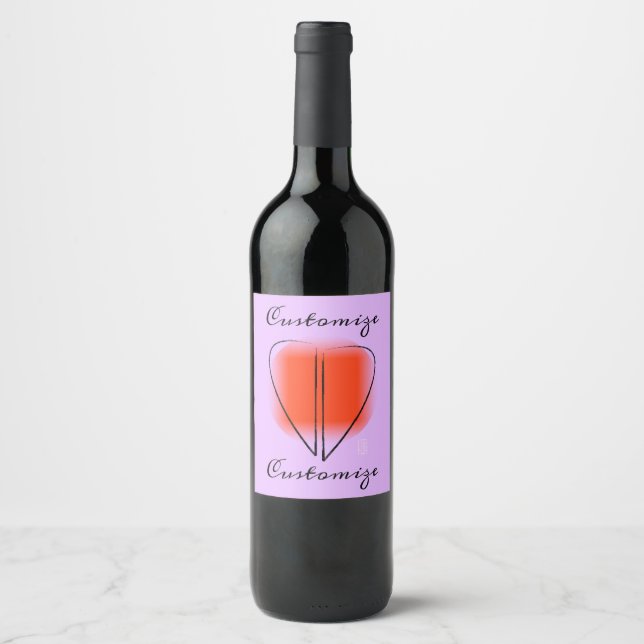 Étiquette Pour Bouteilles De Vin Mod Art Heart Étiquette de vin personnalisé (Devant)