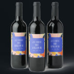 Étiquette Pour Bouteilles De Vin Mod Blue Artsy Abstrait Mariage botanique personna<br><div class="desc">Artsy Bleu moderne Abstrait Mariage Botanique Personnalisé Vin Étiquette</div>
