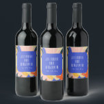 Étiquette Pour Bouteilles De Vin Mod Blue Artsy Abstrait Mariage botanique personna<br><div class="desc">Artsy Bleu moderne Abstrait Mariage Botanique Personnalisé Vin Étiquette</div>