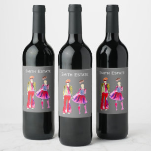 Étiquette Pour Bouteilles De Vin Mode illustration aquarelle boho