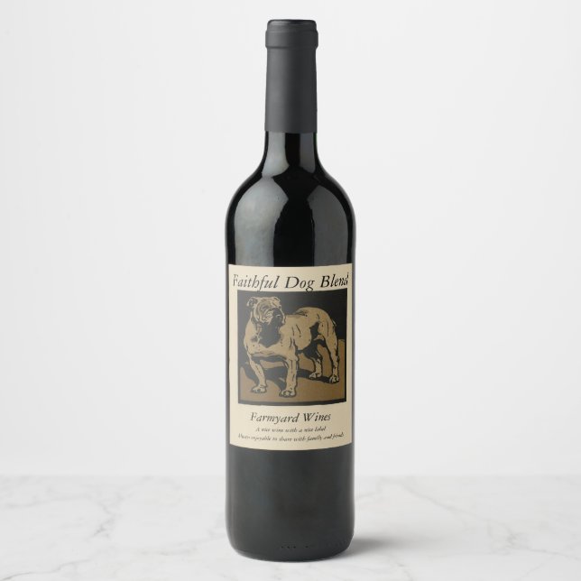 Étiquette Pour Bouteilles De Vin Modèle de chien fidèle de la ferme (Devant)