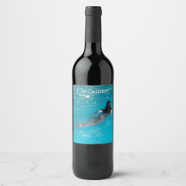 Étiquette Pour Bouteilles De Vin Modèle féminin natation Thunder_Cove (Devant)