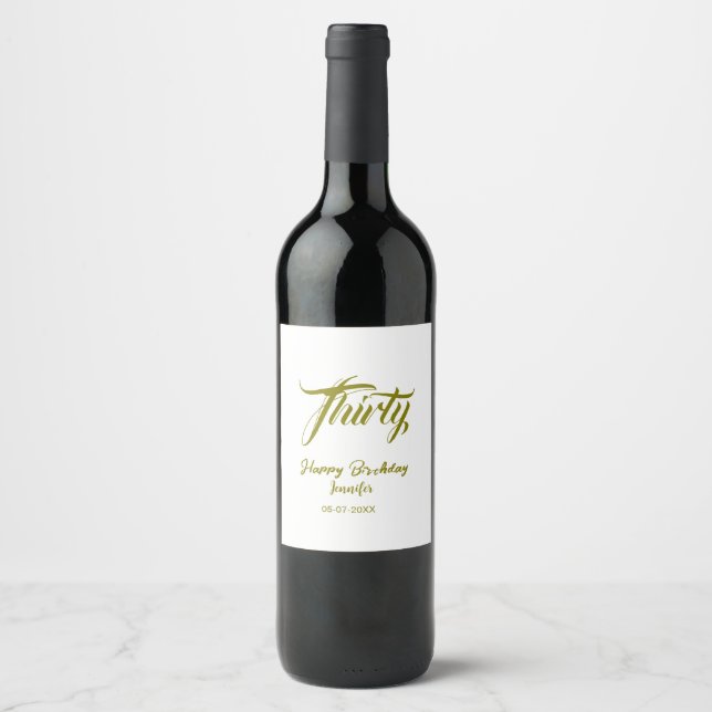 Étiquette Pour Bouteilles De Vin modèle or 30e anniversaire ajouter nom date année  (Devant)