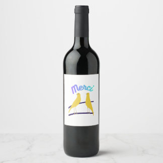 Étiquette Pour Bouteilles De Vin Modern Canary & "Merci" - Japandi Style Art
