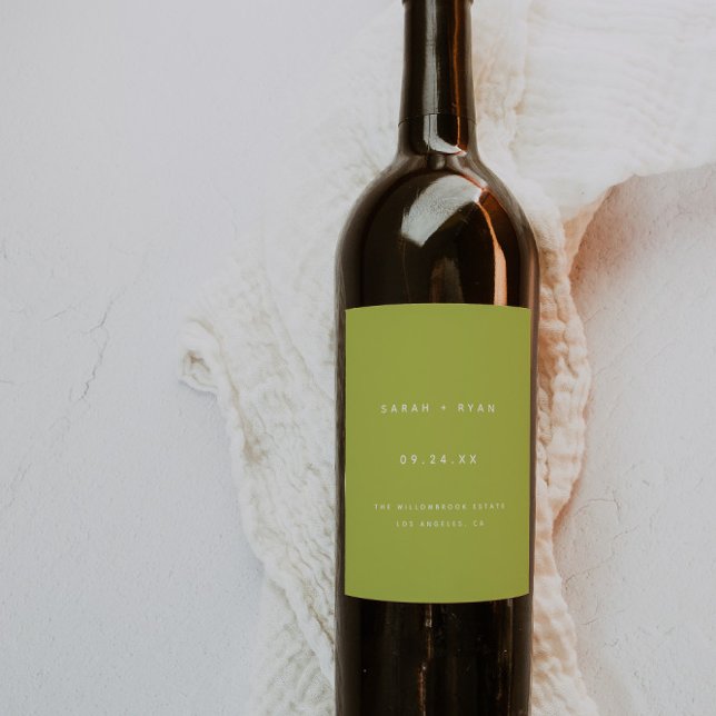 Étiquette Pour Bouteilles De Vin Modern Lime Green Custom Names Wedding (Créateur téléchargé)