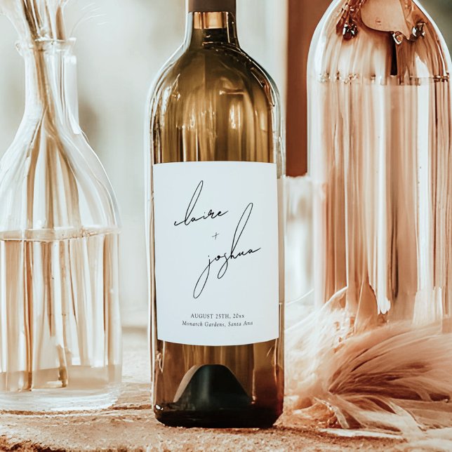 Étiquette Pour Bouteilles De Vin  Modern Minimalist & Whimsical Double Sided (Créateur téléchargé)