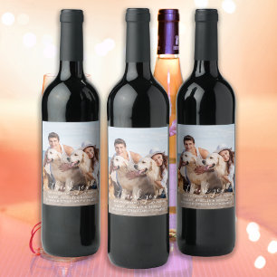 Étiquette Pour Bouteilles De Vin Modern Thank You Custom Pet Photo Dog Wedding