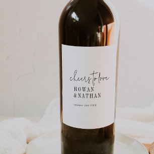 Étiquette Pour Bouteilles De Vin Moderne chic noir et blanc encourage à aimer Maria