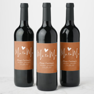 Étiquette Pour Bouteilles De Vin Moderne en terre cuite Coeur Mme à Mme Fête des ma