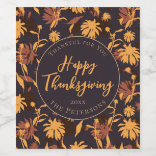 Étiquette Pour Bouteilles De Vin Moderne et élégant Bon thanksgiving Coneflowers