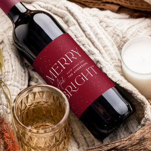 Étiquette Pour Bouteilles De Vin Moderne Fête Joyeuse et Lumineuse de Cranberry