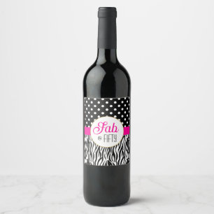 Étiquette Pour Bouteilles De Vin Moderne Gras Cinquante & Incroyable Fête d'anniver