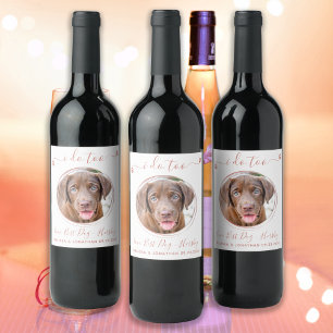 Étiquette Pour Bouteilles De Vin Moderne je fais trop Rose Gold Pet Photo Dog Maria