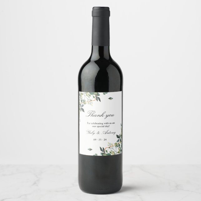 Étiquette Pour Bouteilles De Vin Moderne Luxe Géométrique Vert Doré (Devant)