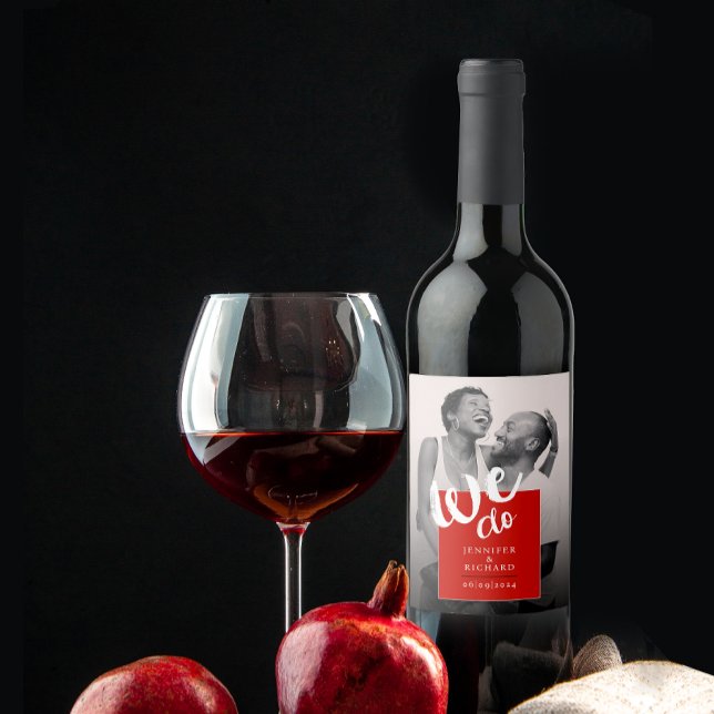 Étiquette Pour Bouteilles De Vin Moderne Nous Faisons Rouge Blanc Brush Script Mari (Créateur téléchargé)