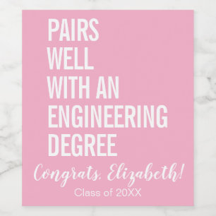 Étiquette Pour Bouteilles De Vin Moderne Paires Bien Avec Un Diplôme D'Ingénierie