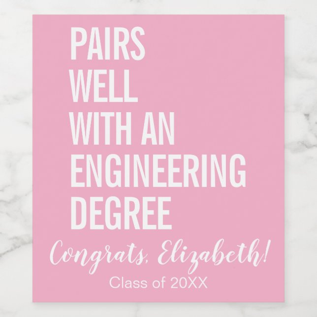 Étiquette Pour Bouteilles De Vin Moderne Paires Bien Avec Un Diplôme D'Ingénierie (Étiquettes simples)