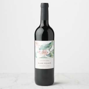 Étiquette Pour Bouteilles De Vin Moderne Pastel Blush Nénuphar n'importe quel âge A