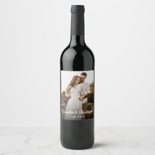 Étiquette Pour Bouteilles De Vin Moderne Simple Fiançailles Photo mariage Favoriser