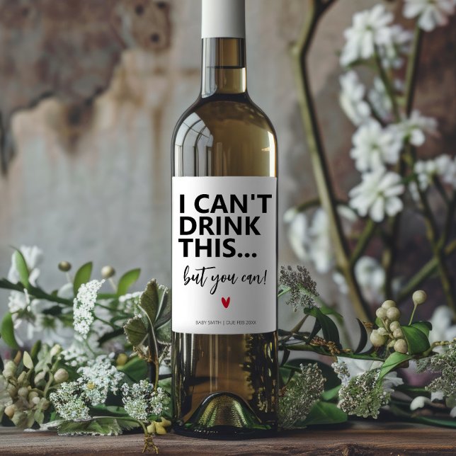 Étiquette Pour Bouteilles De Vin Moderne Simple Funny Faire-part de grossesse (Créateur téléchargé)