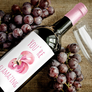 Étiquette Pour Bouteilles De Vin Moderne Vous Flamazirez Beauté Flamant rose rose