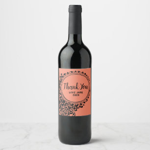 Étiquette Pour Bouteilles De Vin Modernes décoratifs d'abricot vous remercient