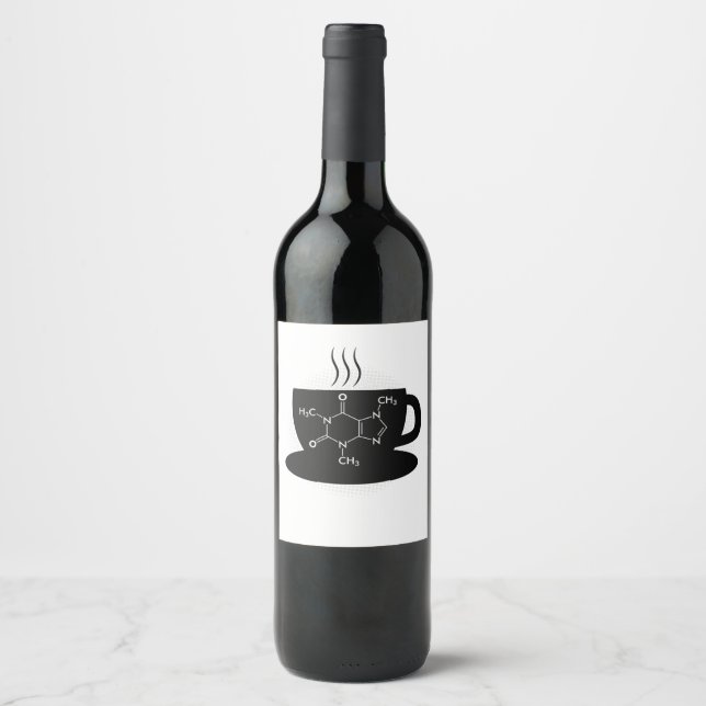 Étiquette Pour Bouteilles De Vin Molécule de caféine chimique (Devant)