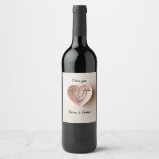 Étiquette Pour Bouteilles De Vin Mon petit coeur. Aimé d'amour.