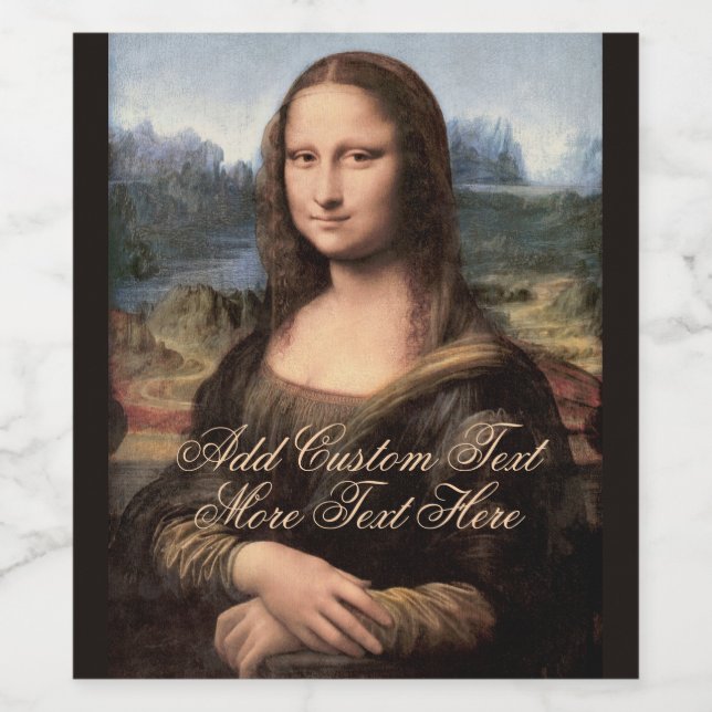 Étiquette Pour Bouteilles De Vin Mona Lisa Portrait Fancy Custom Text (Étiquettes simples)