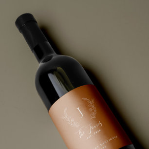 Étiquette Pour Bouteilles De Vin Monogram nom de famille classe élégant modèle