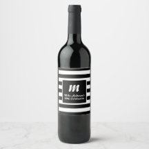 Monogramme à rayures noir et blanc
