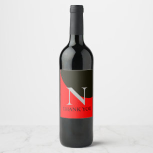 Étiquette Pour Bouteilles De Vin Monogramme Abstrait Rouge et Noir Vintage